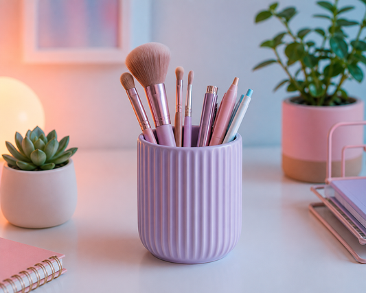 Ribbed Ceramic Storage Cup